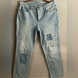 Studio by Denim&Co Light Blue Straight Leg Jeans w/Patchwork 12R Never worn